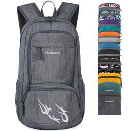 FENGDONG 35L Lightweight Foldable Waterproof Packable Travel Small Hiking Backpack Daypack for men women Dark Gray