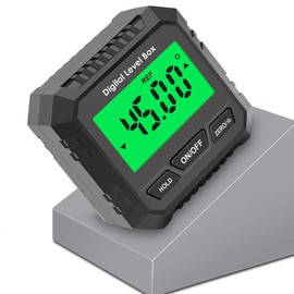 BILIBON Nivel Digital e Inclinómetro, Incluye Pantalla LCD, Base Magnética con Ranura en V, Verifica Ángulos Relativos con Calibración Cero y Función de Retención, 4 * 90° Medición de Precisión