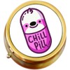 Chill Pill Cute Sloth Brass Round Pill Box