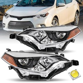 JSBOYAT Headlights Assembly for 2014 2015 2016 Toyota Corolla Base/CE/C/LE Eco/LE/L/S Plus/S/Sedan 4-Door LED Headlamps Driver and Passenger Side