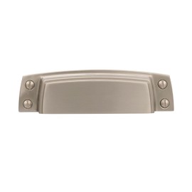 Amerock BP55318G10 Highland Ridge 3-1/2" Center Cabinet Cup Pull, 3-1/2 in (89 mm) Center-to-Center, Satin Nickel