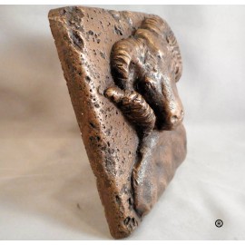Metal Tile rts Manufacturing Bronze Wildlife (Ram) 4"x4" Decorative Wall Tile by Metal Tile Arts Mfg.