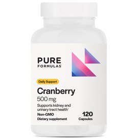 PureFormulas Cranberry 500 mg - Supports Kidney and Urinary Tract Health - Antioxidant Supplement for Immune Protection and Cellular Health - Cranberry Pills for Women & Men - Non-GMO - 120 Capsules