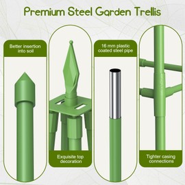 Obelisk Trellis for Climbing Plants Outdoor, 6 Ft Garden Trellis with 16mm Plastic-Coated Steel Pipe, Rust-Resistant & Durable, Ideal for Indoor/Outdoor Use, Supports Vegetables, Vines, Flowers
