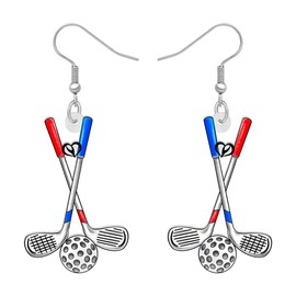 HUAGEO Acrylic Cute Golf Ball Earrings Novelty Fun Sports Bowling Ball Baseball Rugby Jewelry Charms Gifts For Women Ball Lovers Hypoallergenic Accessories (White)