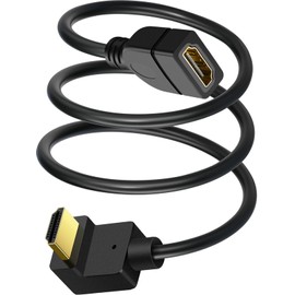 SAISN HDMI Extension Cable Down Angle 1.5 Feet 4K HDMI Extender Cable Male to Female Adapter Cord 90 Degree HD Video Converter Short Wire for Monitor, Laptop, Projector, HDTV