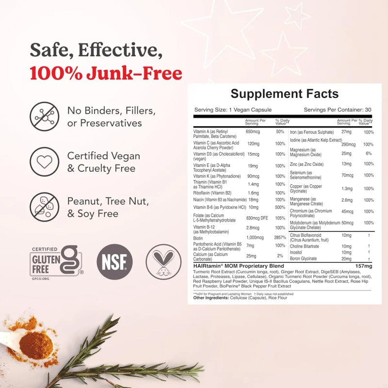 Hairtamin Mom Cpsulas Multivitamnicas Prenatales Y Posnata Sin Sabor