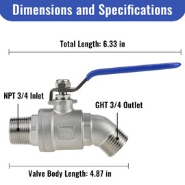 Angry Pony NPT 3/4 to GHT 3/4 Rain Barrel Spigot Kit, Stainless Steel Water Spigot for 55 Gallon Drum, Heavy-Duty Outdoor Water Faucet Replacement Parts for Garden Irrigation