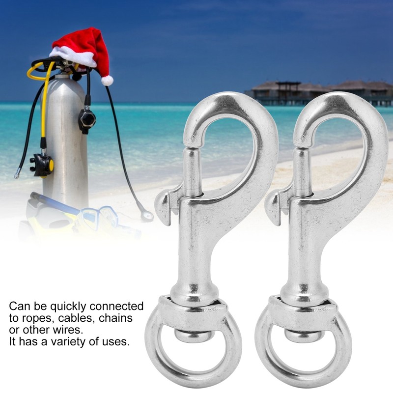 2pcs 80MM Diving 316 Stainless Steel Swivel Eye Snap Hook