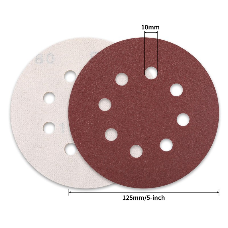 Pack of 100 Sandpaper 125 mm Velcro, 100 Grit 8