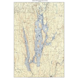 Quabbin Reservoir 1890 USGS Old Topographic Map with Reservoir Overlay Added Custom Composite Print Massachusetts