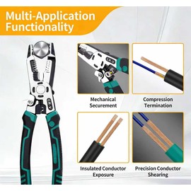 10-in-1 Wire Stripper Tool, Heavy Duty CR-V Multifunctional Cable Cutters, Professional Electrical Tool Stripper Crimper for Copper Aluminum Steel Wires