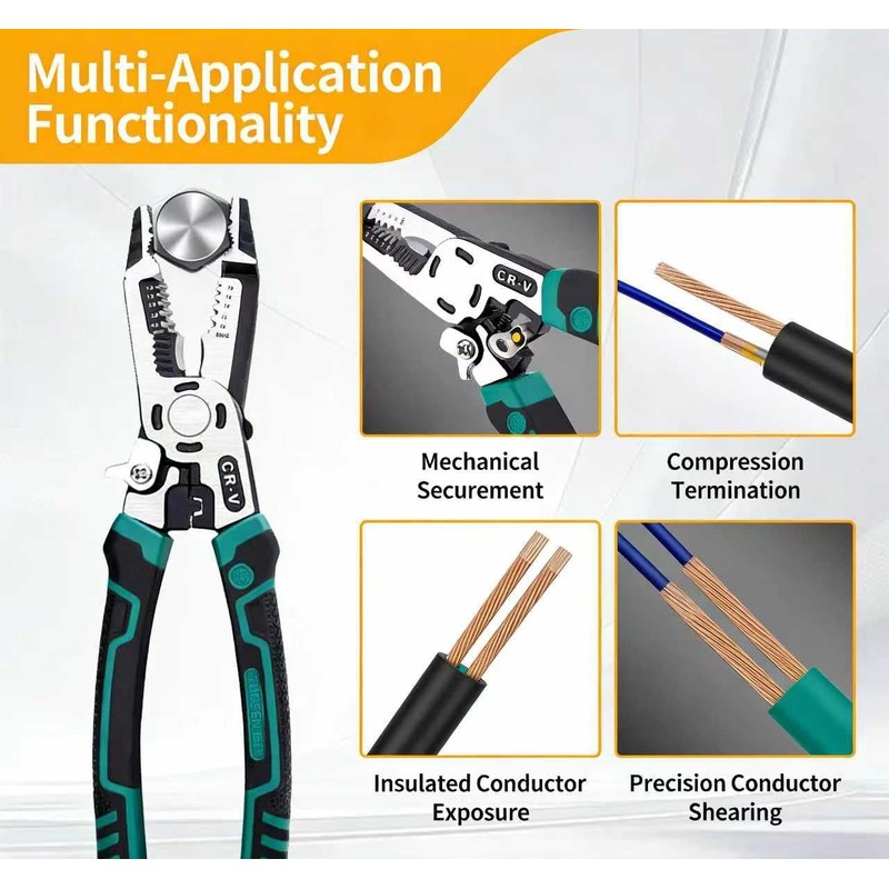 10-in-1 Wire Stripper Tool, Heavy Duty CR-V Multifunctional Cable Cutters,