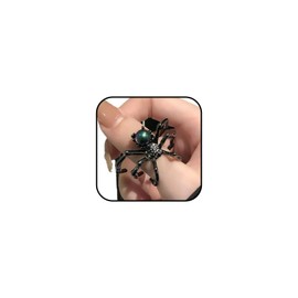 Spider Moonstone Rings for Women Statement Black Spider Rings Gothic Moonstone Finger Rings Adjustable Spider Open Rings Cosplay Props Accessories (green)