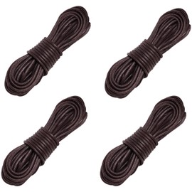 Nydotd 4 Pairs Waxed Round Shoe Laces Dress Waxed Shoelaces Oxford 3/32" Thin for Formal Business Men or Women, Dark Brown, 35.4 Inch