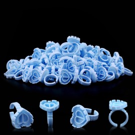 200 pieces of disposable plastic adhesive rings Eyelash adhesive rings Adhesive rings for extending false eyelashes Fashion glue cups (blue)