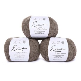 Juego de 3 madejas (150 gramos) de lana ecológica de las tierras altas (100% lana ecológica), colores naturales (sin colorantes) – procedente directamente de Perú – Celestial suave y perfecto para tejer y ganchillo (arena ecológica)