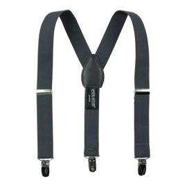 Spring Notion Boys' Elastic Suspenders with Leather Crosspatch Charcoal Small