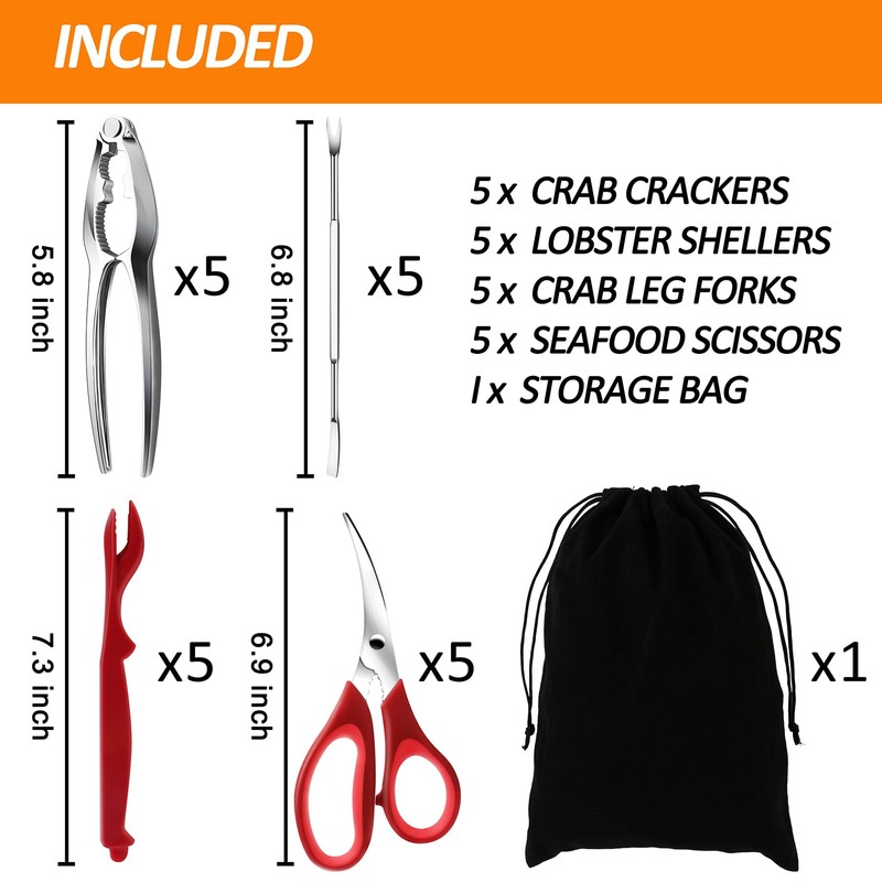 Seafood Crab Crackers and Tools, 21 Pcs Crab Leg Crackers