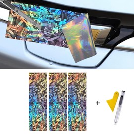 LANZMYAN LANZMYAN Compatible with Bowtie Logo Wrap Stickers Cut-Your-Own Emblem Overlay DIY Decals for Chevy 3PCS Forged Pattern Silver