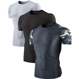 DEVOPS 2~3 Pack Men's Athletic Short Sleeve Compression Shirts