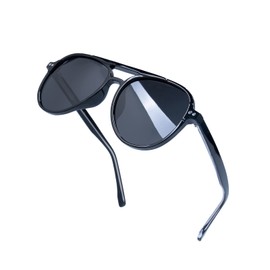 VISOONE Vintage Polarized Sunglasses TR90 Round Black Accessories for Women Men Zita