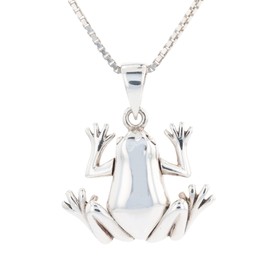 Jewelry Trends Tree Frog Amphibian Toad Sterling Silver Pendant Necklace 18"