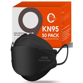 KN95 Face Masks 50 Pack for Adults, Breathable and Comfortable KN95 Mask Disposable, Filter Efficiency≥95%, Black