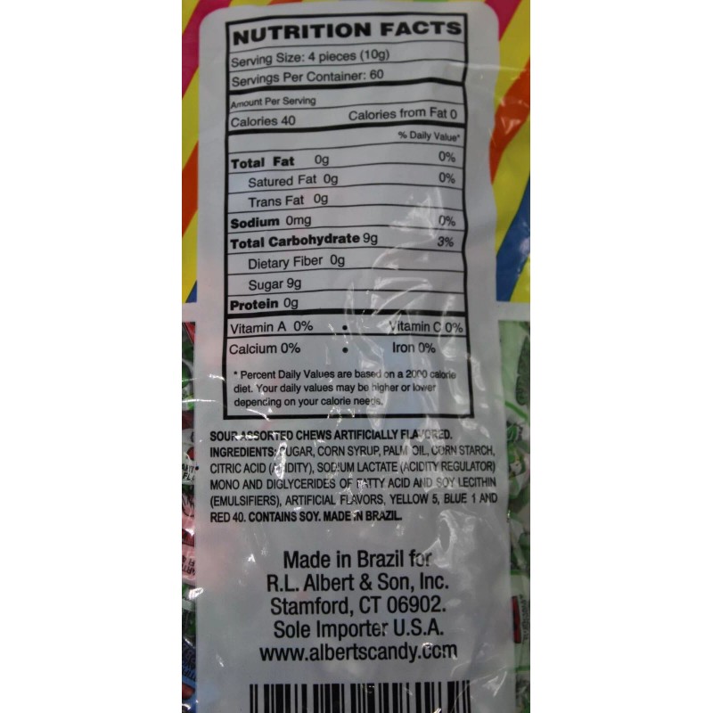 Albert's Sour Fruit Mix Chews Candy Assorted Taffy Bulk Candies