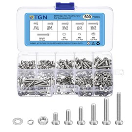 DTGN 500pcs Nuts and Bolts Assortment Kit M3 Pan Head Machine Screw 304 Stainless Steel Screw Assortment Kit for Drawer, Cupboard, Closet, Handle