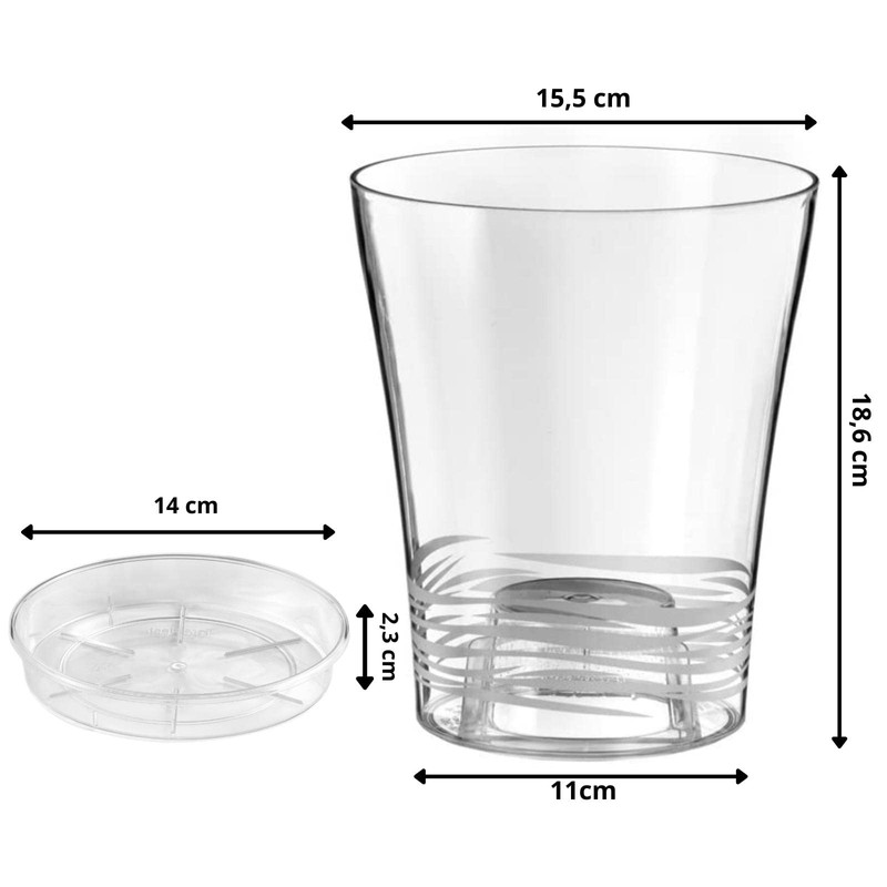2.16cm Clear Plastic Orchid Flower Pot with Saucer