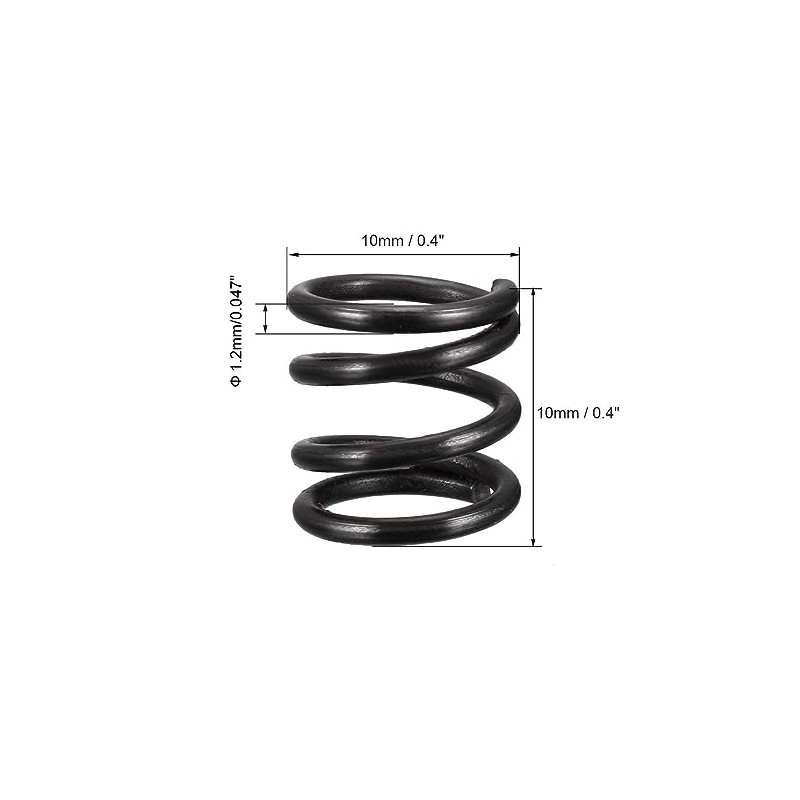 TOP-VIGOR 10Pcs Compression Spring, 1.2mm Wire Dia, 10mm OD, 10mm
