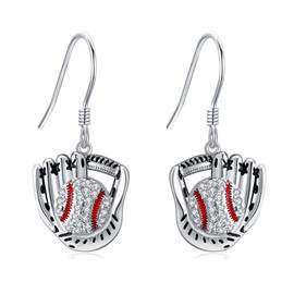 Baseball Earrings Sterling Silver Softball Dangle Drop Earrings Sport Jewellery Gifts for Women Baseball Lovers