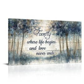 Family is Everything Wall Decor Large Pictures Turquoise Living Room Decor 20"X36"