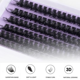 Cluster Lashes 120 Pcs Individual Lashes 10-16mm Length Mix DIY Eyelash Extensions Reusable Soft Natural False Eyelashes Super Thin Band Lash Clusters for Makeup Lash Extensions at Home- 60D