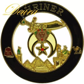 Masonic Shriner Shriners Car Emblem Zinc Alloy 3" Black // Gold DMCE18