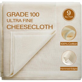 Cheesecloth Grade 100 20x20Inch(50x50cm) Lint-Free Reusable Fabric for Baking, Filtering, Cooking, Yogurt & Juicing