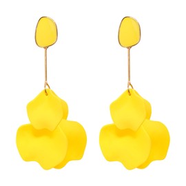 Flyonce Yellow Flower Petal Earrings for Women, Acrylic Rose Dangle Statement Floral Drop