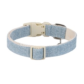 Breathable Cotton Collar, Soft Padded, Cute & Heavy Duty, Adjustable for Small to XLarge Dogs, Light Blue