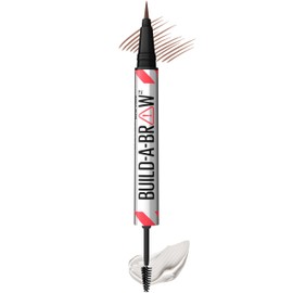 Maybelline Build-A-Brow 2-in-1 Brow Pen and Sealing Eyebrow Gel, Eyebrow Makeup for Real-Looking, Fuller Brows, Medium Brown, 1 Count