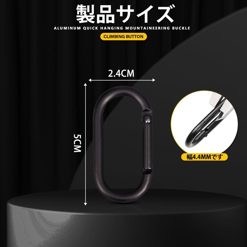 Carabiner, Multi-functional Carabiner, Aluminum Alloy, O-Ring, Black, Mini Carabiner, D-Shaped