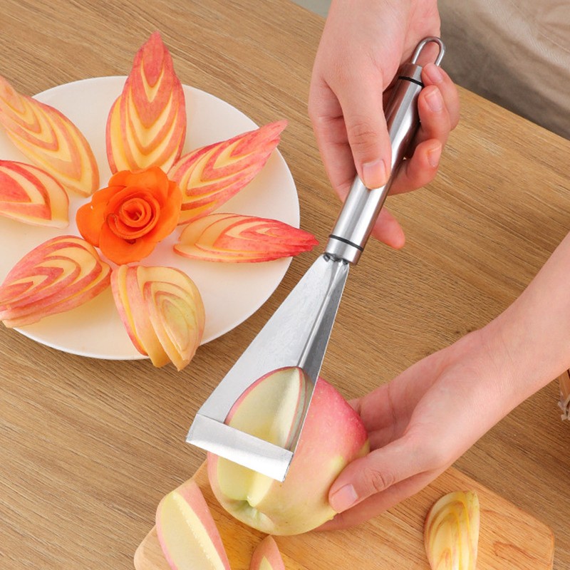 Fruit Vegetable Carving Knife Stainless Steel Triangular Shape Channel Knife