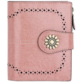 Lavemi - portafolios de piel para mujer, pequeña y compacta con bloqueo RFID, con bolsillo con cierre, Rosa oscuro, Talla única