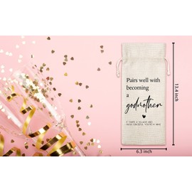 Godmother Proposal Gifts, Godmother Gifts Wine Bag, Godparents Proposal Gifts, God Mother Gifts For Women, 1 Pc Burlap Wine Bottle Cover Bag (A03)