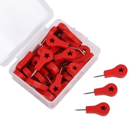 VntMQP Pack of 40 Red Card Markers Pins, Wooden Thumbtacks for Cork Board Blackboard Map Wall Cork Board Map Calendar Photos