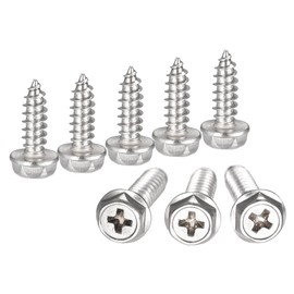 sourcing map Phillips Hex Washer Self Tapping Screws, M5 x 16mm 304 Stainless Steel Hex Flange Sheet Metal Screw 50pcs