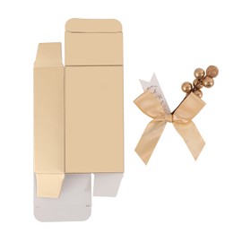 50 Pack Glossy Gold Paper Gift Boxes for Bridal Shower Baby Shower Favors Small Candy Packing Box Wedding Party Favor Boxes with Bows Flowers and Tags (Gold)