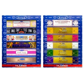 Satya Classic Gift Set for All Occasions and Seasons - Aromatherapy, Spa, Yoga, Weddings, Birthdays, Meditation, Healing, Spirituality, Positivity and Relaxation - 12 Classic Scents (12X15g)