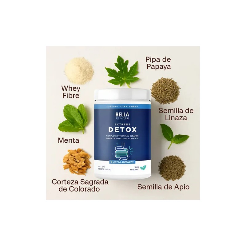 Suplemento Herbal Extreme Detox Intestinal de Bella All Natural con