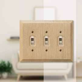 Amerelle Baker Triple Toggle Unfinished Wood Wallplate